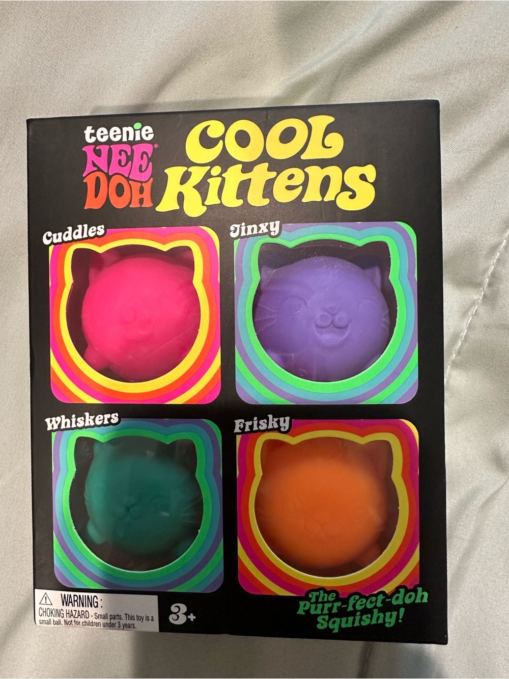 teenie NEE DOH Cool Kittens Plush Toy Set - Pink, Purple, Teal, Orange